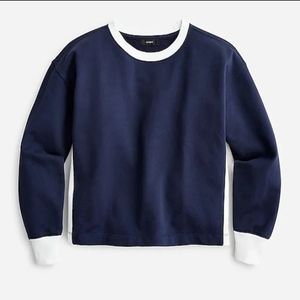 J.Crew University terry cotton cropped sweatshirt XL NAVY BNWT SO RETIRED